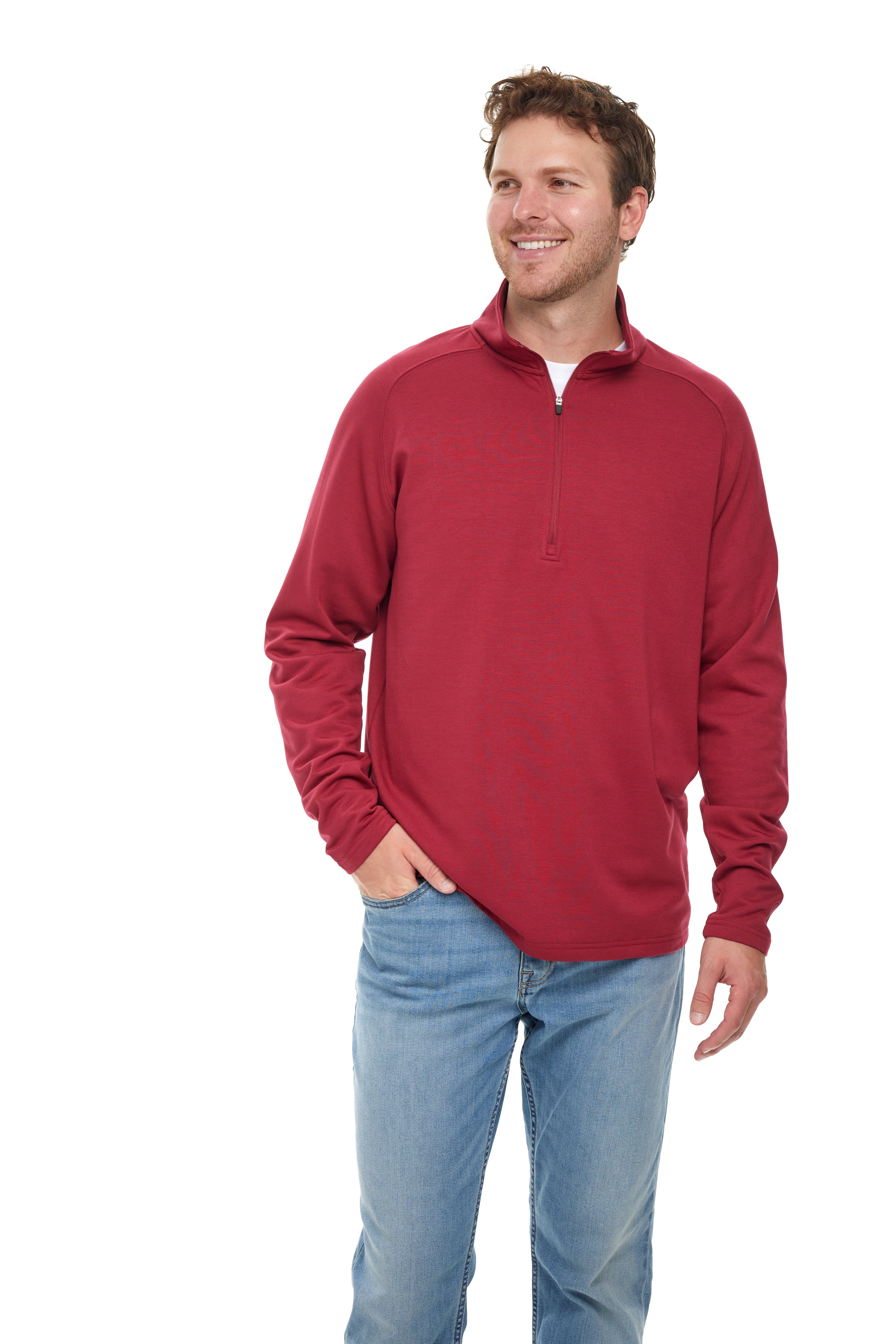 male model wearing red pullover, best pullover to wear to the beach, coastal clothing, vacation clothes, florida sweater