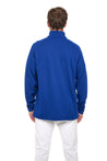 male model wearing blue pullover, back of pullover, best pullover to wear to the beach, coastal clothing, vacation clothes, florida sweater